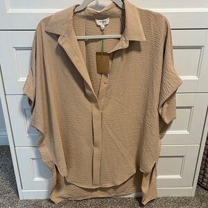 Umgee Beige Button Down Women's Top